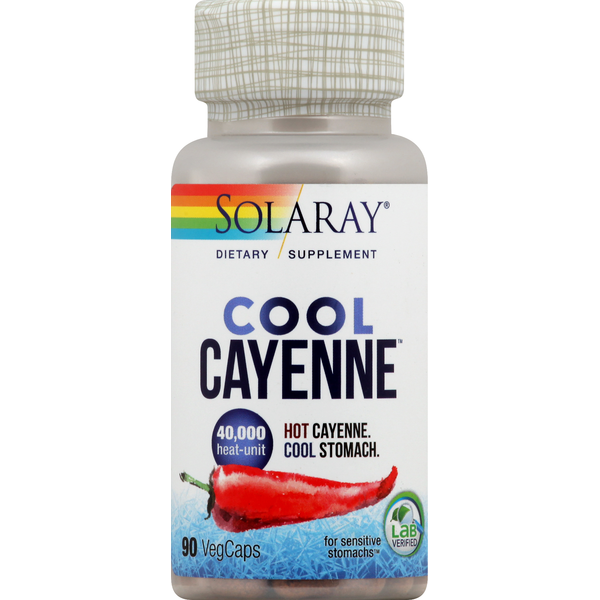 Supplement Combinations Solaray Cayenne, Cool, Vegcaps hero