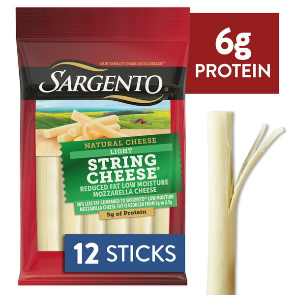 Packaged Cheese Sargento Reduced Fat Part-Skim Mozzarella Natural Cheese Light String Cheese Snacks hero