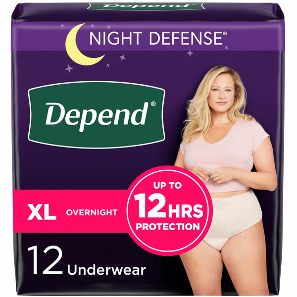 Feminine Care Depend Night Defense Women's Adult Postpartum Incontinence Underwear, XL hero