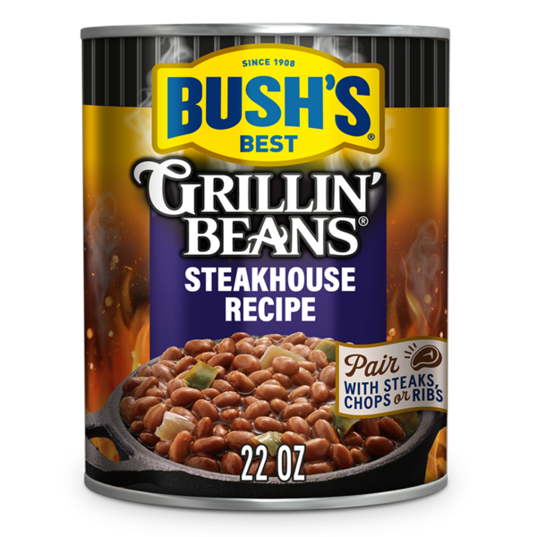 Canned Meals & Beans Bush's Best Steakhouse Recipe Grillin' Beans hero