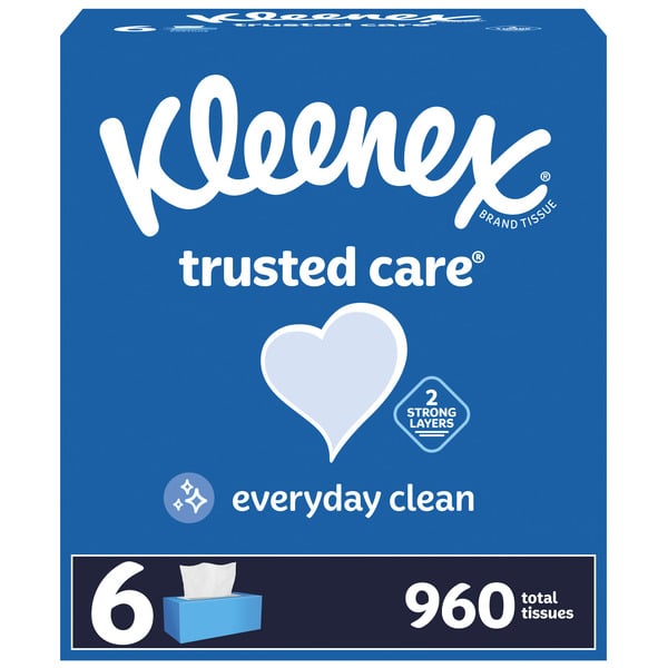 Paper Goods Kleenex Trusted Care Facial Tissues Flat Boxes 2 Ply hero