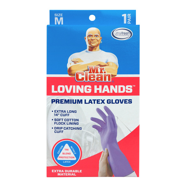 Cleaning Products Mr. Clean Premium Latex Reusable Cleaning Gloves, Medium hero