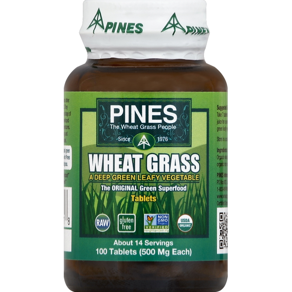 Food Supplements PINES Wheat Grass Wheat Grass, 500 mg, Tablets hero