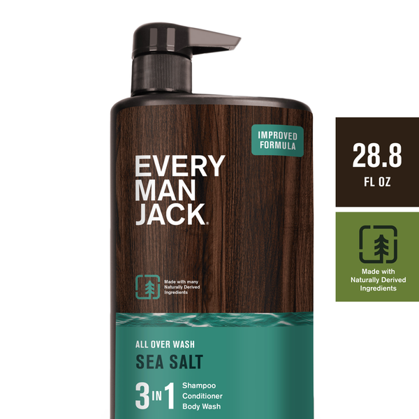 Every Man Jack Men's Sea Salt Hydrating 3-in-1 Body Wash, Shampoo and Conditioner hero