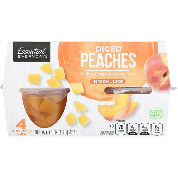 Juice & Nectars Essential Everyday Peaches, Diced hero