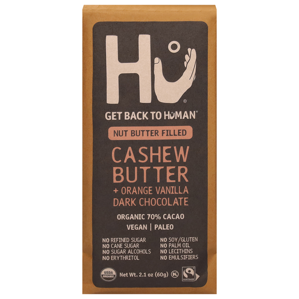 Candy & Chocolate Hu Dark Chocolate, Organic, Cashew Butter + Orange Vanilla, 70% Cacao hero