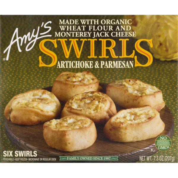 Frozen Appetizers & Sides Amy's Kitchen Swirls Artichoke & Parmesan - 6 CT hero