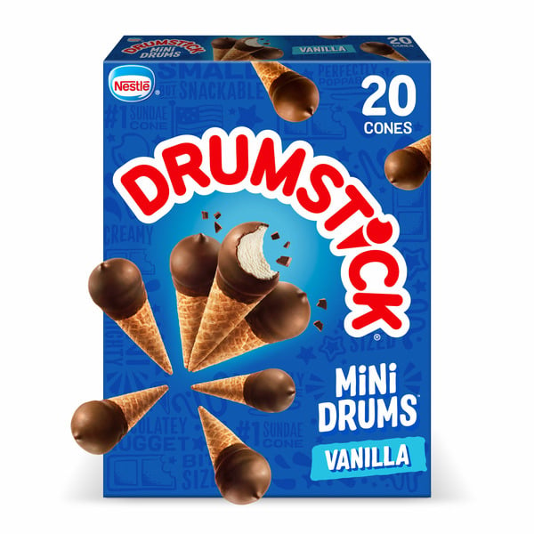 Ice Cream Drumstick MINI DRUMS Vanilla Simply Dipped Mini Ice Cream Cones hero