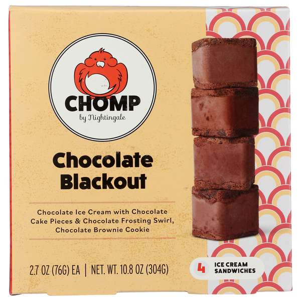 Frozen Dessert Chomp By Nightingale Chocolate Blackout Ice Cream Sandwich 4Pack hero