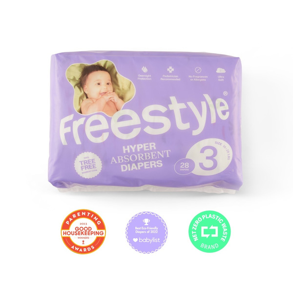 FreeStyle Hyper Absorbent, Tree Free Diapers (Size 3) hero