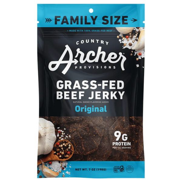 Popcorn & Jerky Country Archer Beef Jerky, Original, Grass-Fed, Family Size hero