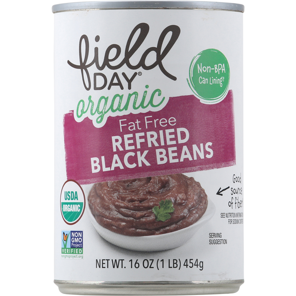 Canned Meals & Beans FIELD DAY Refried Black Beans, Fat Free hero