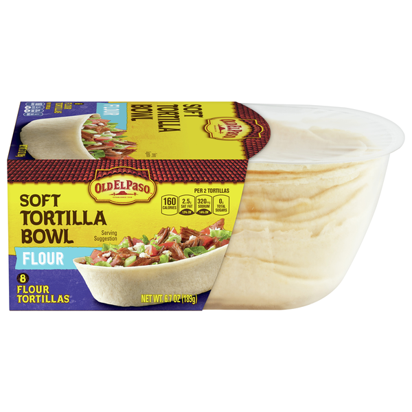 Mexican/Hispanic/Latino Foods Old El Paso Tortilla Bowl, Flour, Soft hero