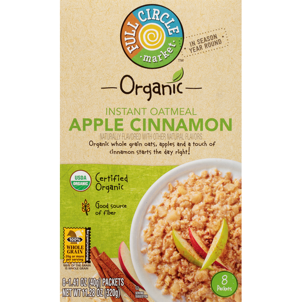 Hot Cereal & Pancake Mixes Full Circle Instant Oatmeal, Apple Cinnamon hero