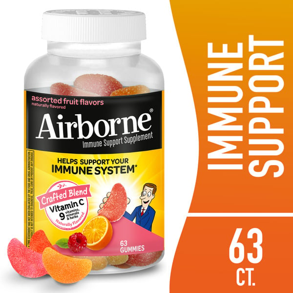 Airborne Assorted Fruit Flavored Gummies - 750mg Vitamin C - Immune Support Supplement hero