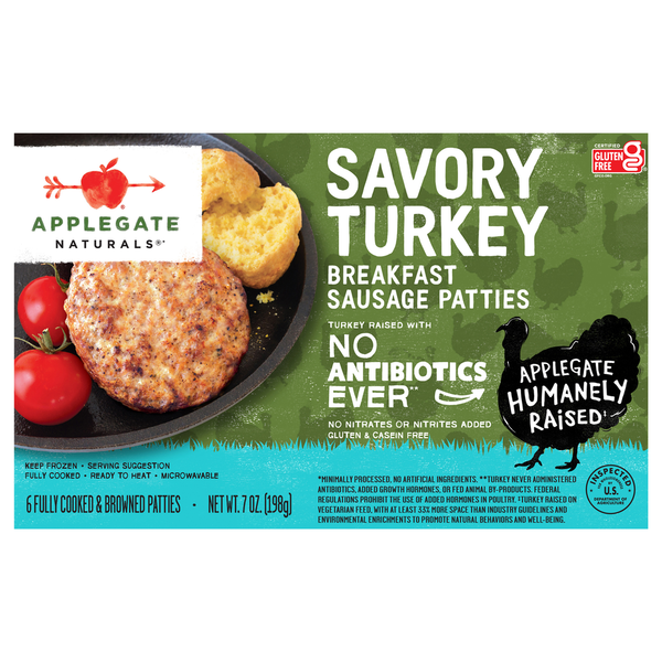 Lunch Meat Applegate Naturals  Natural Savory Turkey Breakfast Patty hero