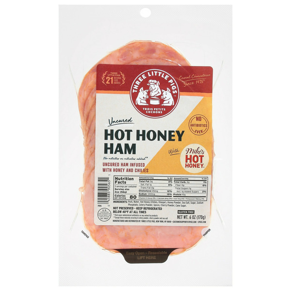 Lunch Meat Three Little Pigs Sliced Hot Honey Ham hero