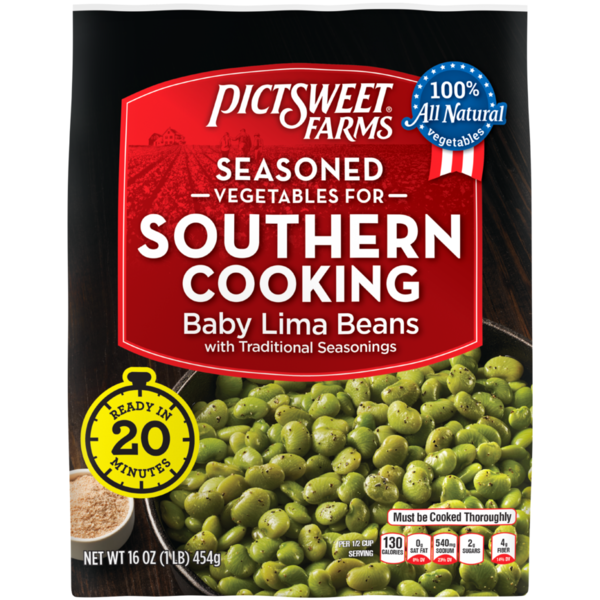 Pictsweet Farms Baby Lima Beans, with Traditional Seasonings, Seasoned hero