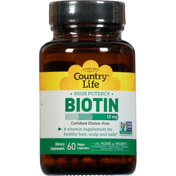 Vitamins & Minerals Country Life Biotin, 10 mg, High Potency hero