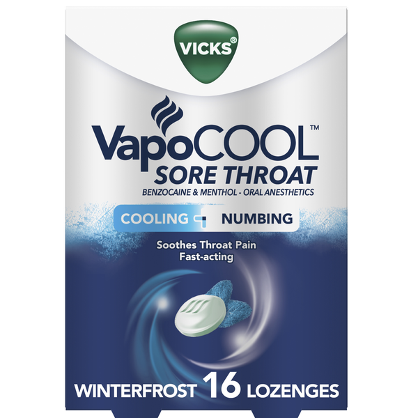 Cold, Flu & Allergy Vicks VapoCOOL Sore Throat Lozenge, Medicated Lozenges, Winterfrost Flavor hero