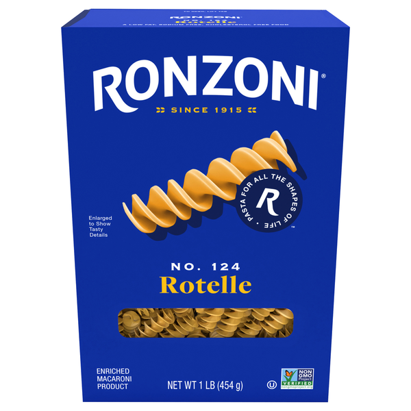 Dry Pasta Ronzoni Rotelle, 16 oz, Large Spiral Corkscrew Pasta, Non-GMO hero