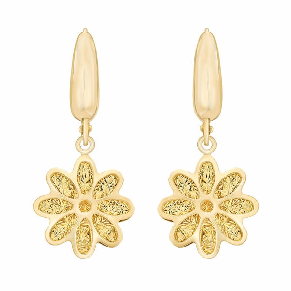 [New] 14-karat outlets Yellow Gold Flower Dangle Earrings