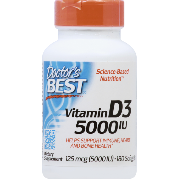 Vitamins & Supplements Doctor’s Best Vitamin D3, 5000 IU, Softgels hero