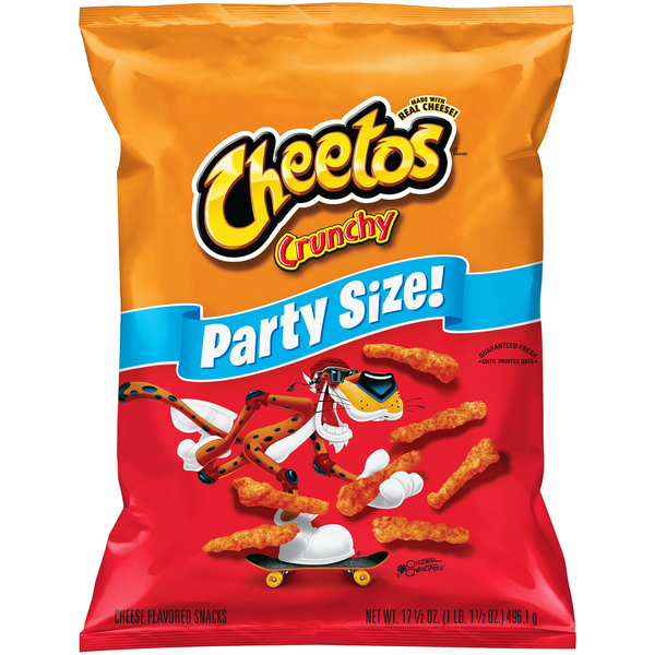 Chips & Pretzels Cheetos Crunchy Party Size Cheese Flavored Snacks hero