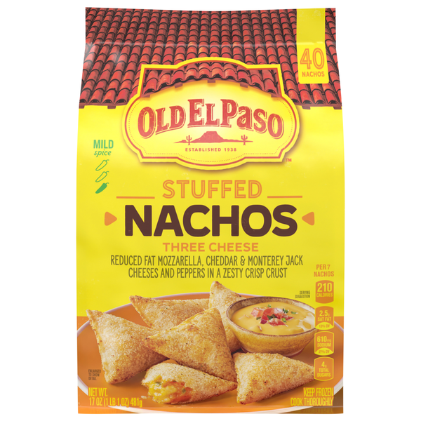 Frozen Appetizers & Sides Old El Paso Nachos, Three Cheese, Stuffed, Mild Spice hero