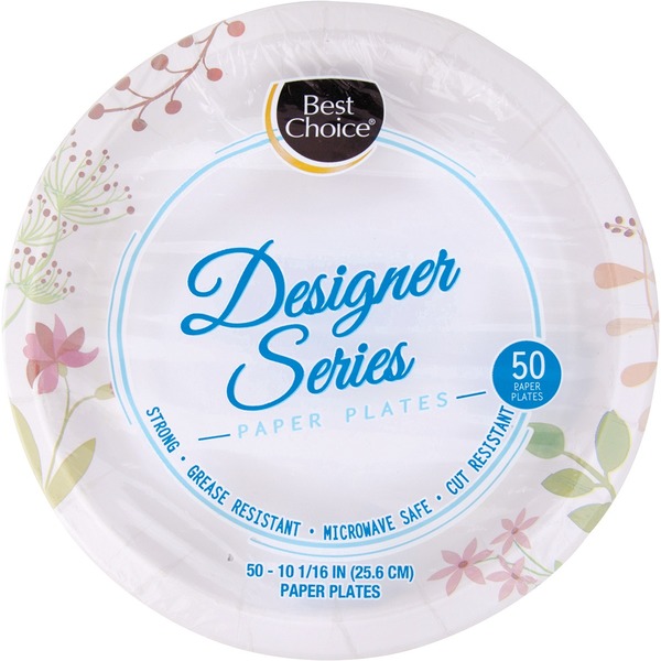 Plates, Bowls, Cups & Flatware Best Choice Paper Plates, Designer Series hero