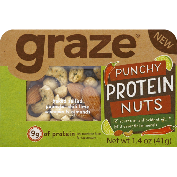 Nuts, Seeds & Dried Fruit Graze Snack Mix, Punchy Protein Nuts hero