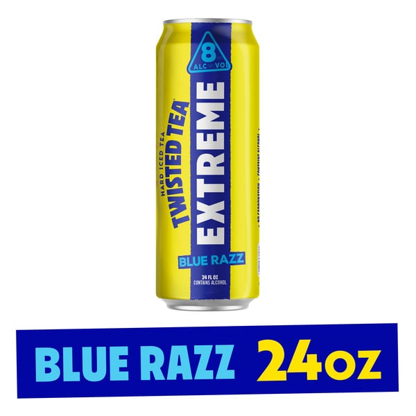 Twisted Tea Extreme Blue Razz Hard Iced Tea, 8% ABV hero