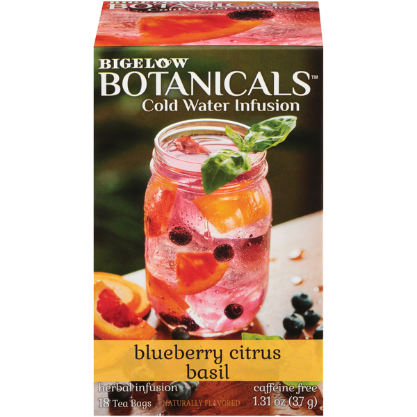 Tea Bigelow Cold Water Infusion, Caffeine Free, Blueberry Citrus Basil, Tea Bags hero