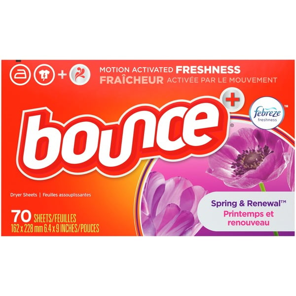 Laundry Bounce with Febreze Scent Spring & Renewal Fabric Softener Dryer Sheets hero