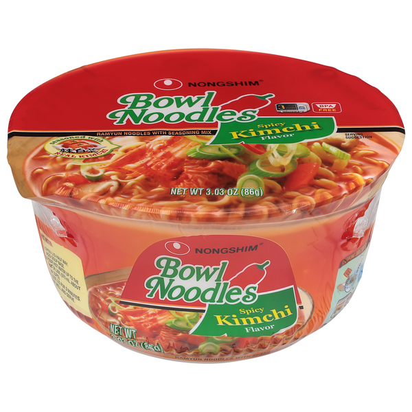 Asian Foods Nongshim Bowl Noodles, Spicy Kimchi Flavor hero