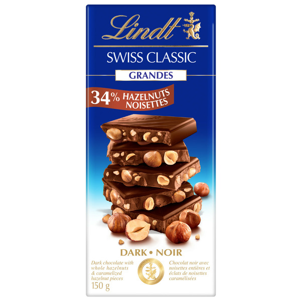 Candy & Chocolate Lindt Swiss Classic Grandes Hazelnut Dark Chocolate Bar hero