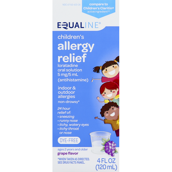 Cold, Flu & Allergy Equaline Allergy Relief, Children's, Non-drowsy, Grape hero