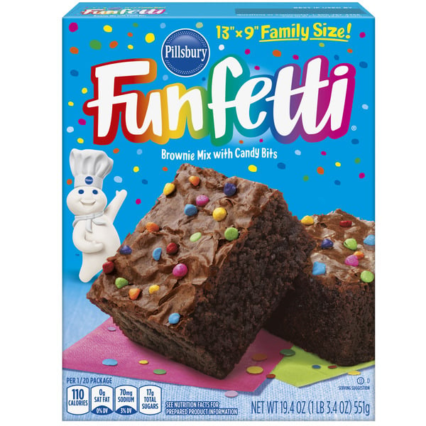 Doughs, Gelatins & Bake Mixes Pillsbury Funfetti Chocolate Fudge Brownie Mix With Candy Coated Chips hero