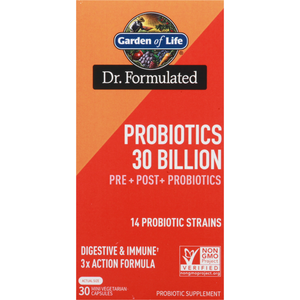 Digestion Garden of Life Probiotic Strains, 30 Billion, Mini Vegetarian Capsules hero