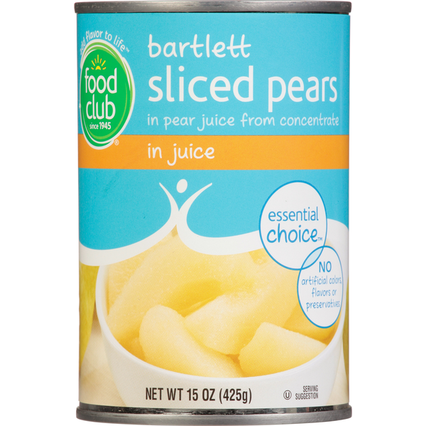 Canned Fruit & Applesauce Food Club Sliced Pears in Juice, Bartlett hero