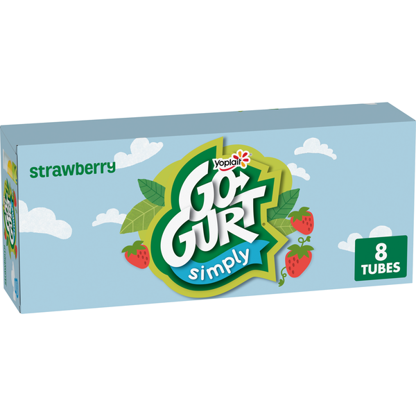 Yogurt Simply Go-Gurt Gluten Free Strawberry Kids Low Fat Yogurt Tubes hero