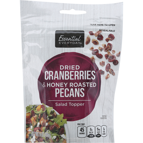 Salad Dressing & Toppings Essential Everyday Salad Topper, Dried Cranberries & Honey Roasted Pecans hero