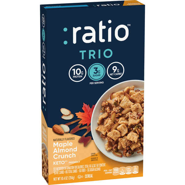 Cereal Ratio Trio Maple Almond Crunch 10g Protein Keto Friendly Cereal hero