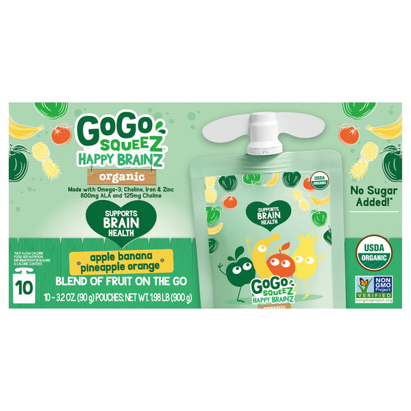 Baby Food & Formula GoGo Squeez Blend of Fruit, Organic, Apple/Banana/Pineapple/Orange, On the Go hero