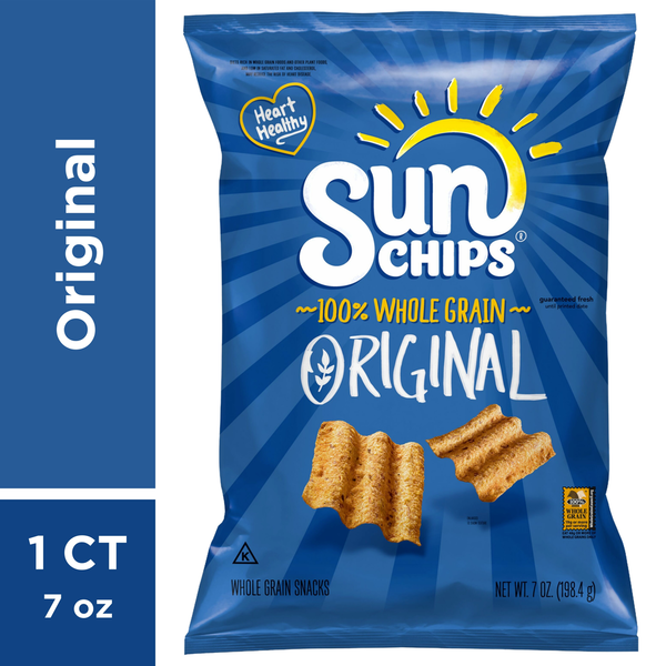 Potato Chips,Tortilla & Pretzels Sun Chips Whole Grain Snacks, Original hero