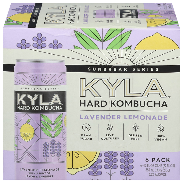 Kyla Hard Kombucha, Lavender Lemonade, Sunbreak Series, 6 Pack hero