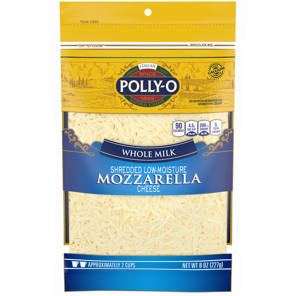 Cheese Polly-O Mozzarella Shredded Cheese with Whole Milk, oz Bag hero