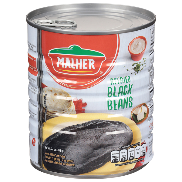 Canned Meat, Seafood & Beans Malher Black Beans, Refried hero