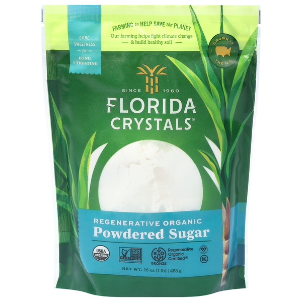 Baking Ingredients Florida Crystals Regenerative Organic Powdered Sugar, 16 oz (1 lb) hero