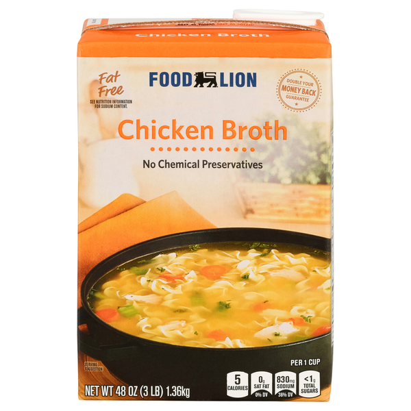 Soup, Broth & Bouillon Food Lion Chicken Broth, Fat Free hero